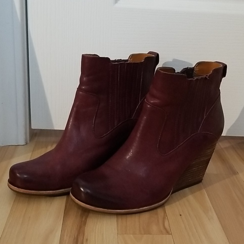 Kork-ease leather wedge booties